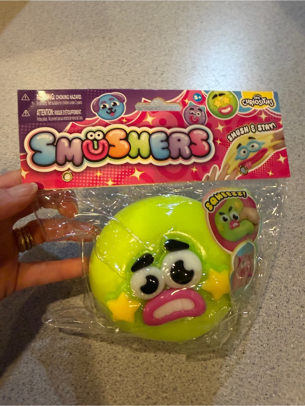 Squishy Sensory Toy Orb Curiosities Smushers Face Swap Green Stars Smush & Stay